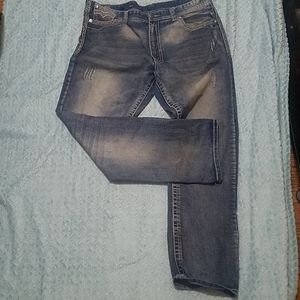 Mens washed blue jeans